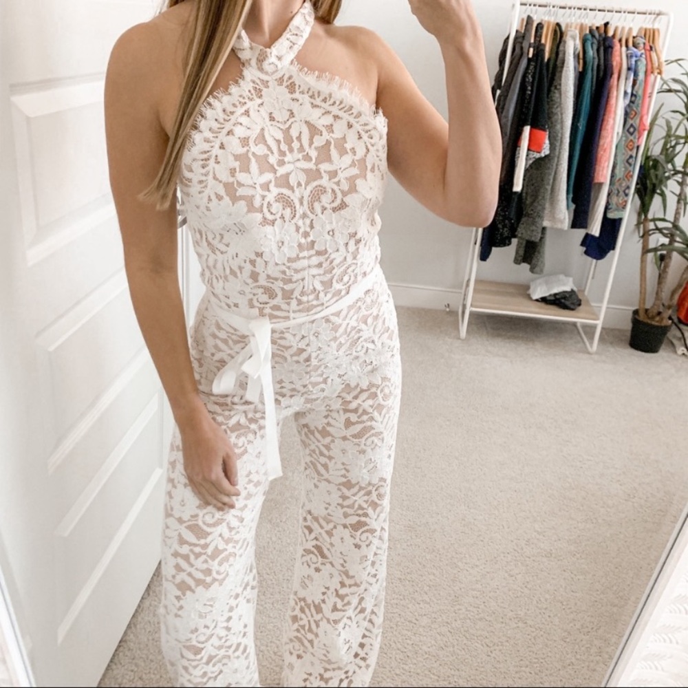 Alexis Rene Lace Jumpsuit White